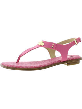 Michael Kors Cerise Sandal Plate Thong MK Signature Logo Pink Flat Thong 6 M NEW